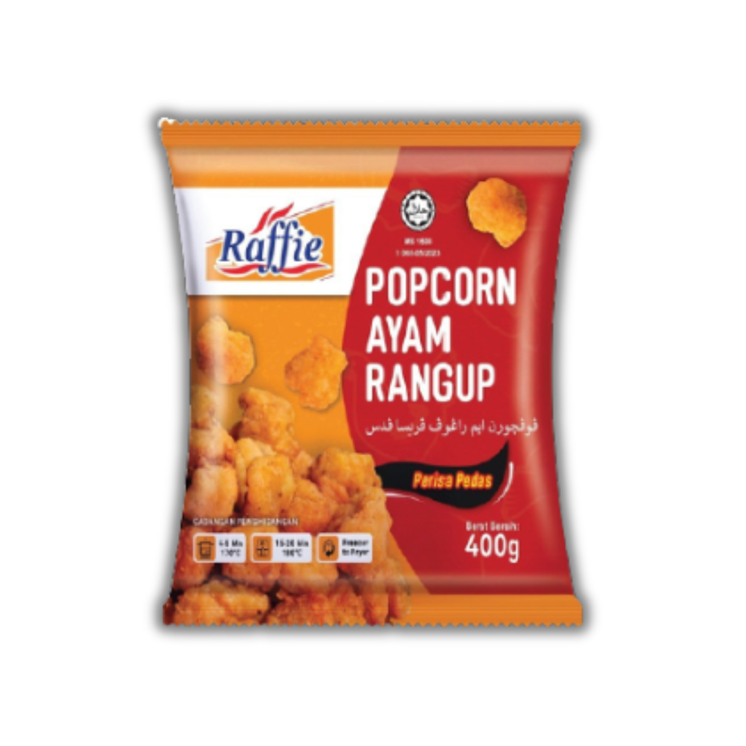 Raffie Popcorn Ayam Rangup Pedas (400g)